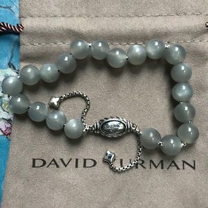 DY Silver 8mm Beads Bracelet with Gray Moonstone